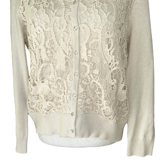 NWT J. Jill Delight in the Details Ivory Lace Crystal Button Cardigan - M / P - Picture 4 of 11